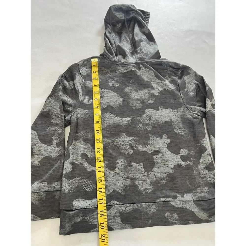 Adidas Boys Size 8 Gray/Black Camo Pullover Hoodie Fleece Polyester Logo Pockets